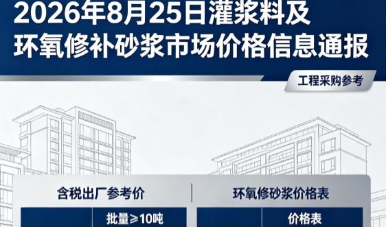 宜川2026年8月25日灌浆料及环氧修补砂浆市场价格信息通报